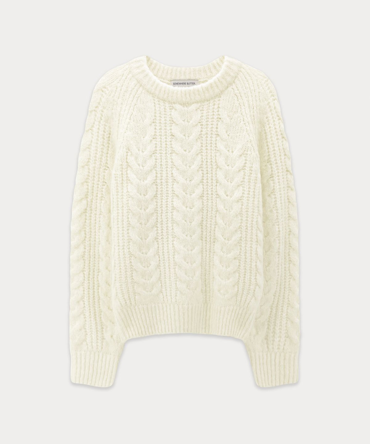 썸웨어버터(SOMEWHEREBUTTER) Chelsea alpaca cable knit - Ivory