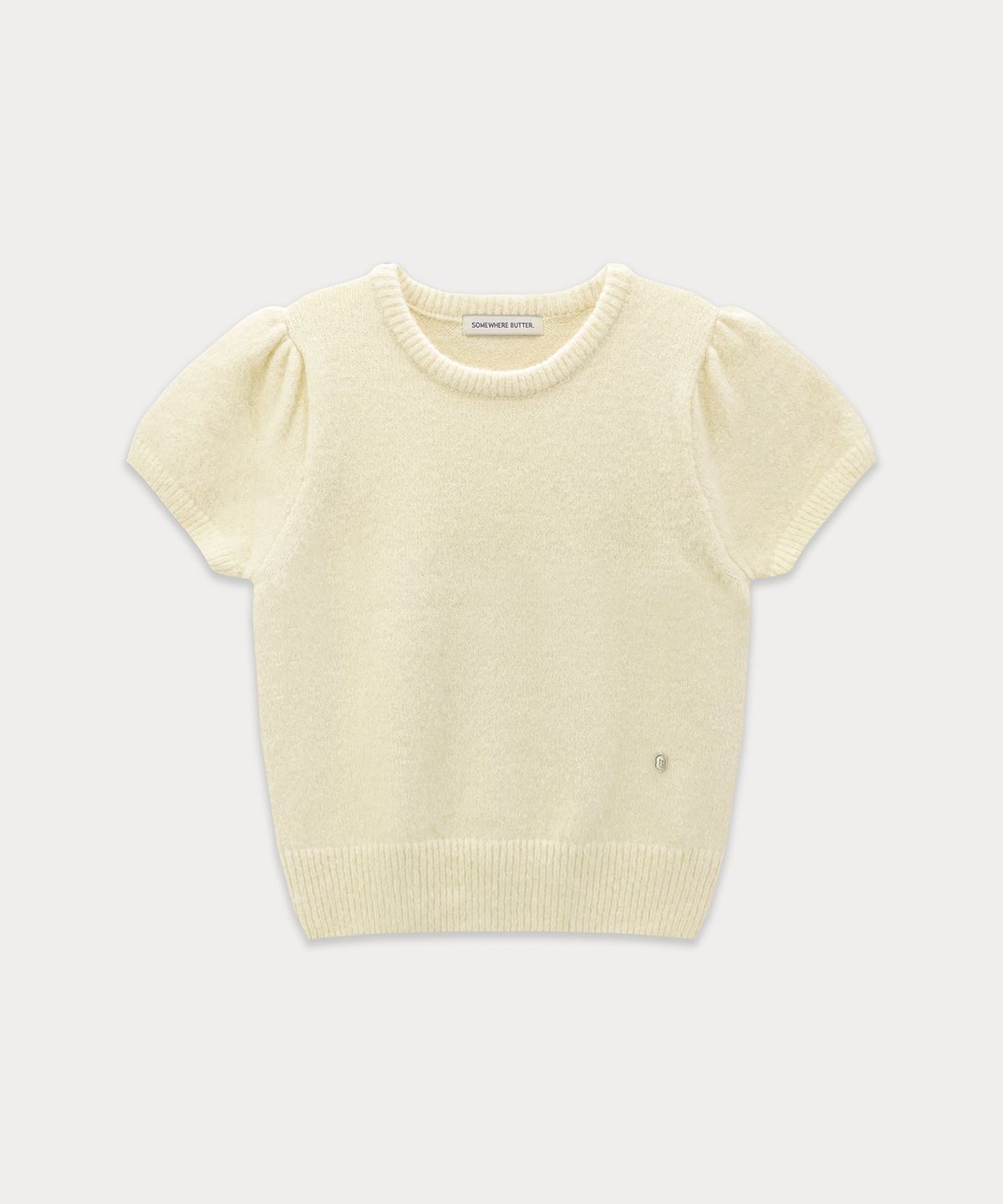 썸웨어버터(SOMEWHEREBUTTER) Emma Half Puff Knit - Cream