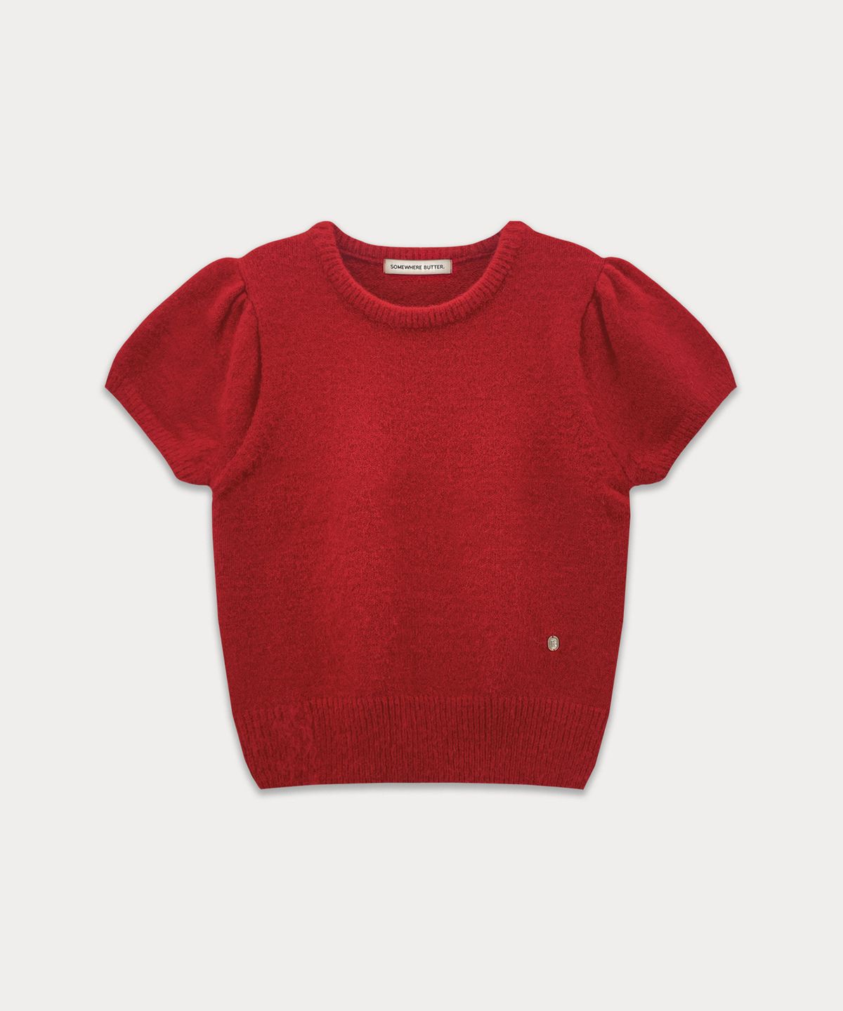 썸웨어버터(SOMEWHEREBUTTER) Emma Half Puff Knit - Red