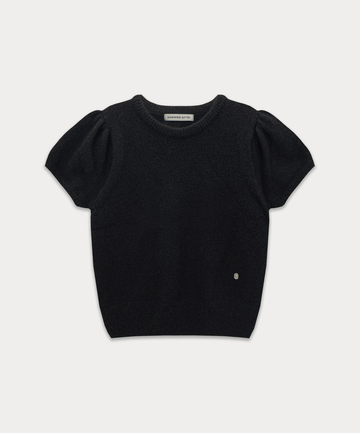 썸웨어버터(SOMEWHEREBUTTER) Emma Half Puff Knit - Black