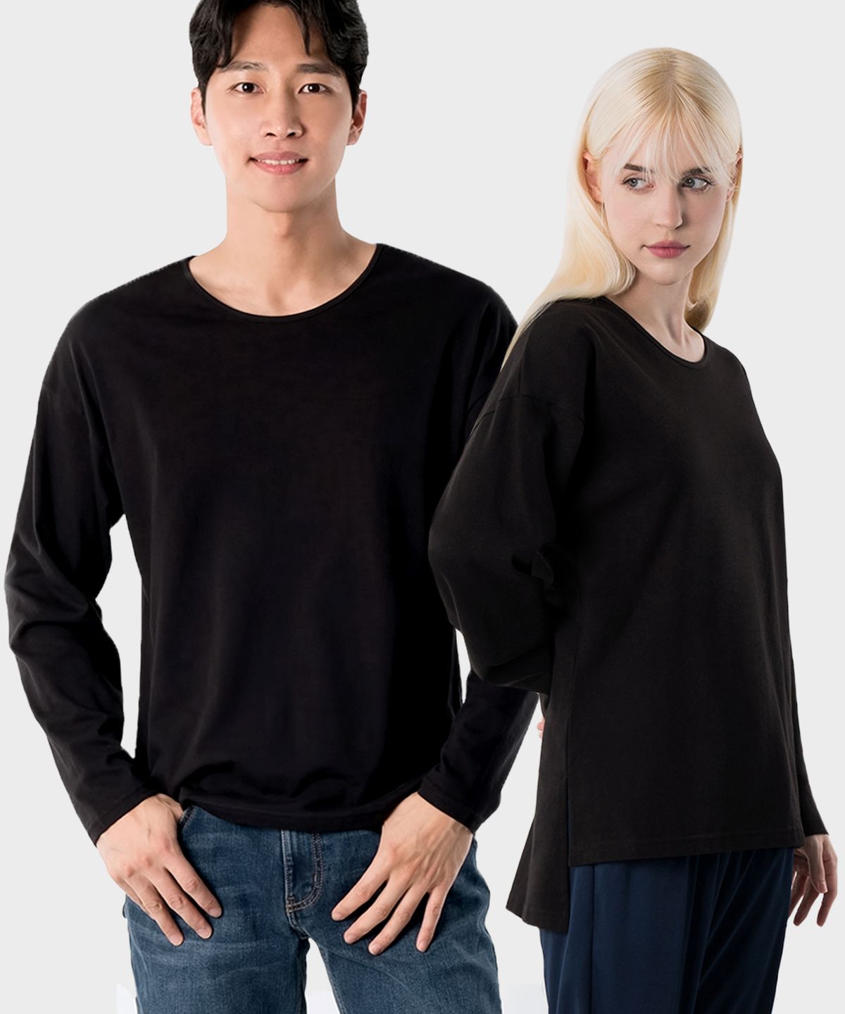 아르메데스(ARMEDES) [2PACK] 순면 언발란스 긴팔 티셔츠 AR-510 (2컬러)