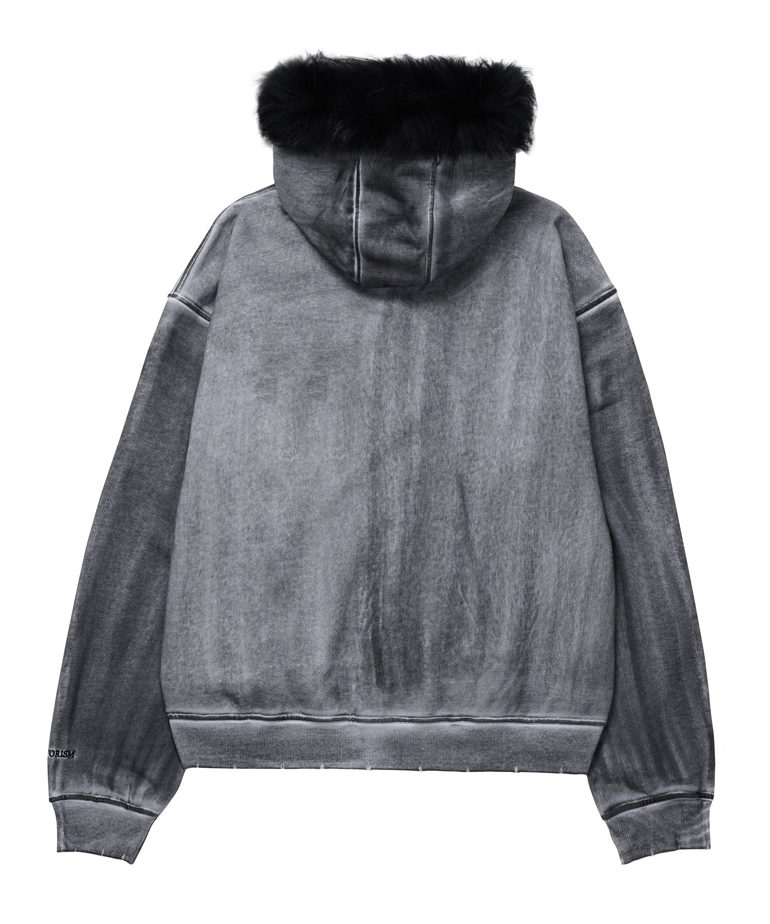 MUSINSA公式 | FLAVORISM Oversized Rivet Fur Zip-Up Hoodie Dirty