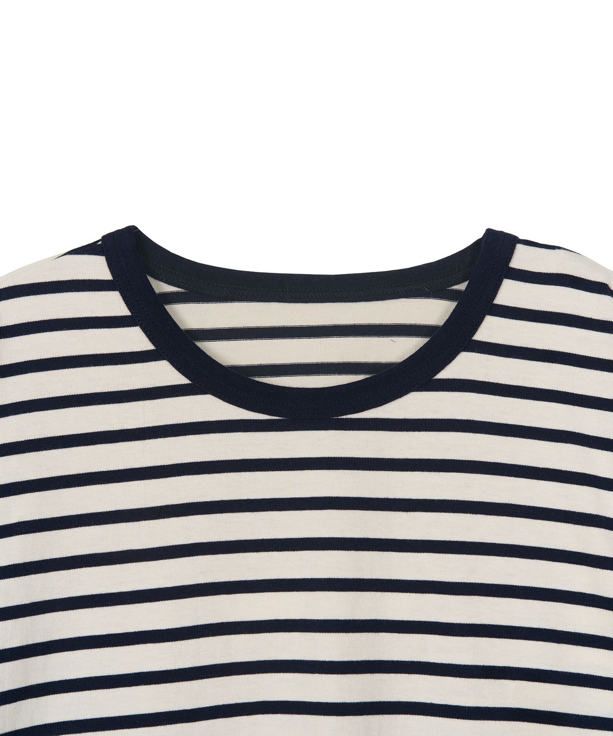 엑스컨테이너(EXCONTAINER) 루즈핏 스트라이프 롱슬리브 (IVORY/NAVY)