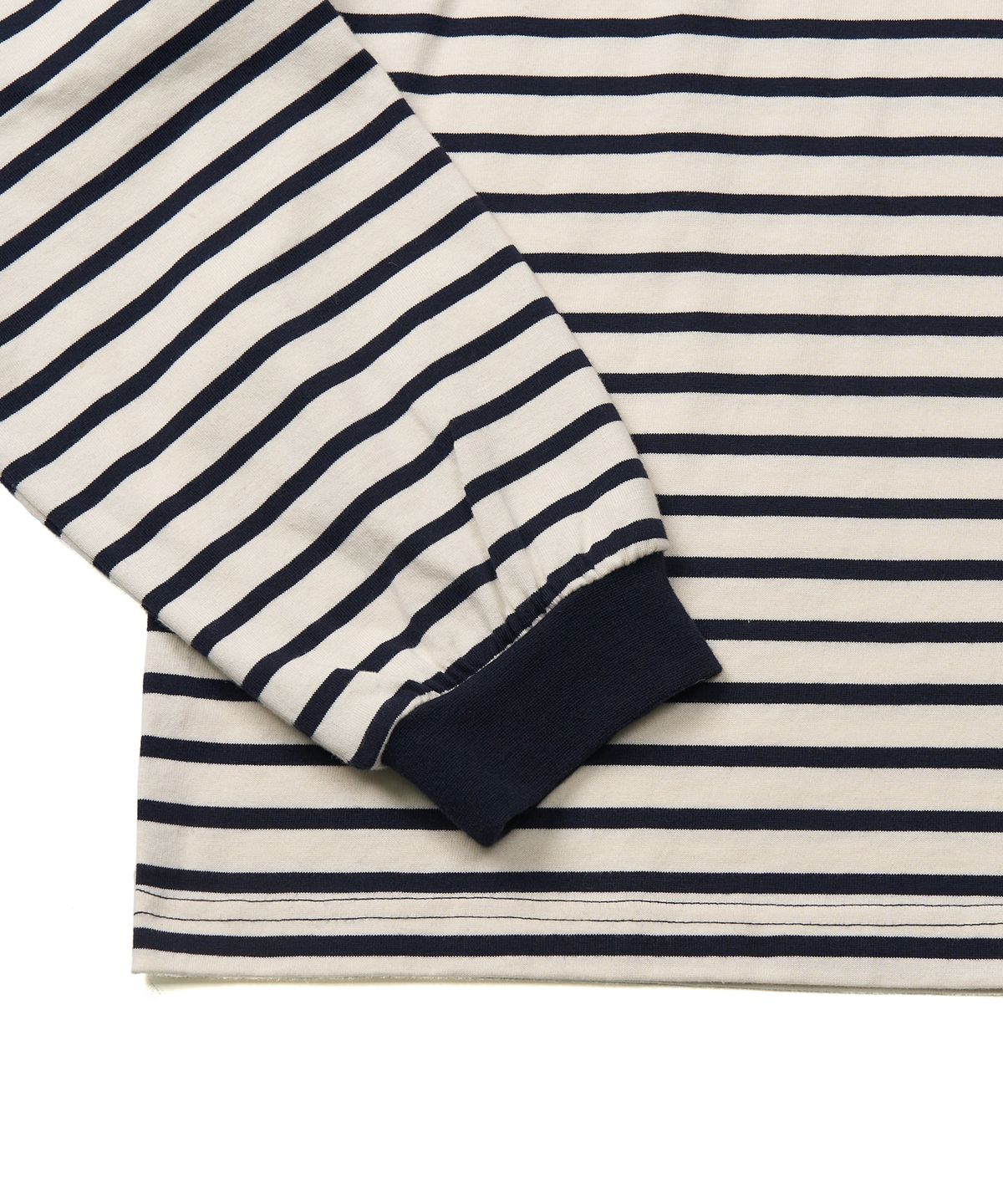 엑스컨테이너(EXCONTAINER) 루즈핏 스트라이프 롱슬리브 (IVORY/NAVY)