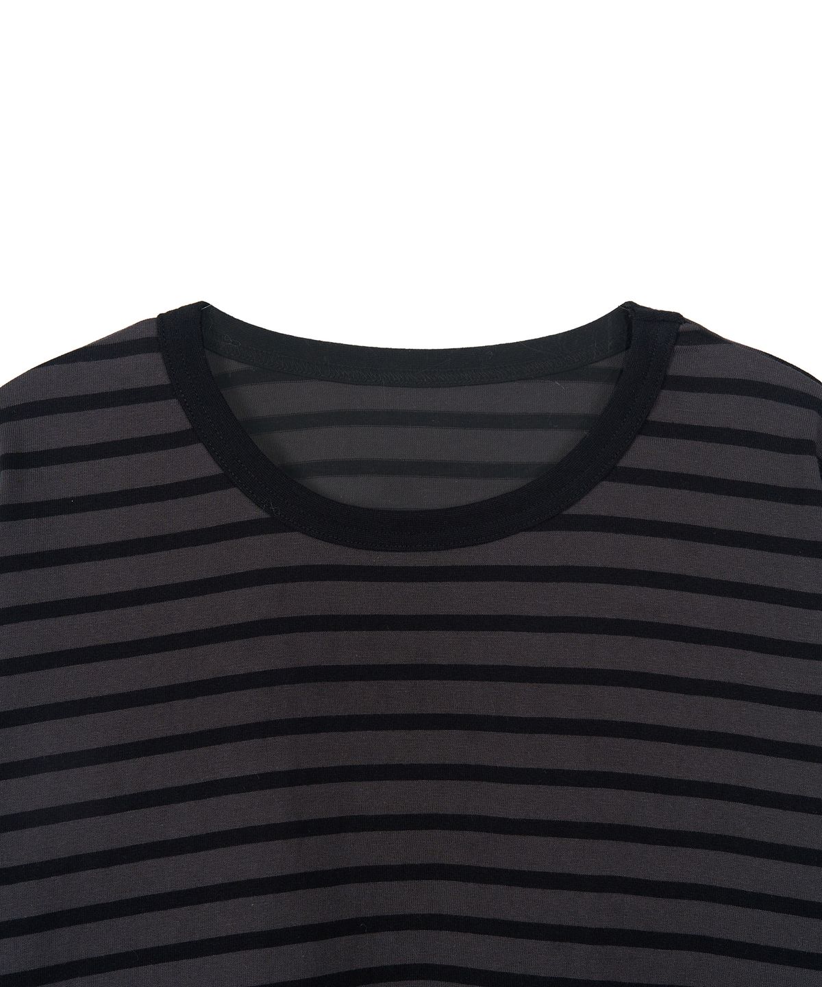 엑스컨테이너(EXCONTAINER) 루즈핏 스트라이프 롱슬리브 (BLACK/CHARCOAL GREY)