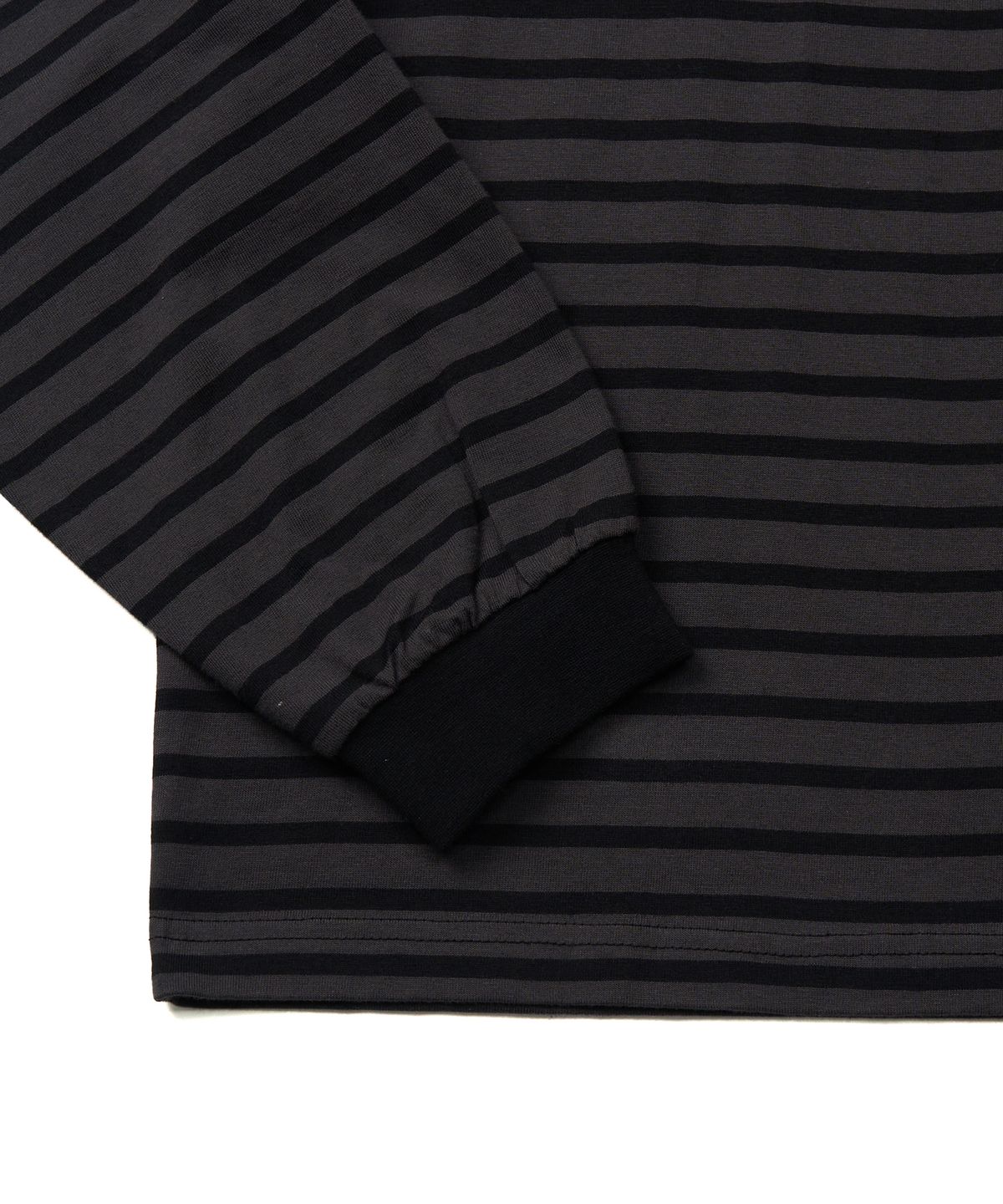 엑스컨테이너(EXCONTAINER) 루즈핏 스트라이프 롱슬리브 (BLACK/CHARCOAL GREY)