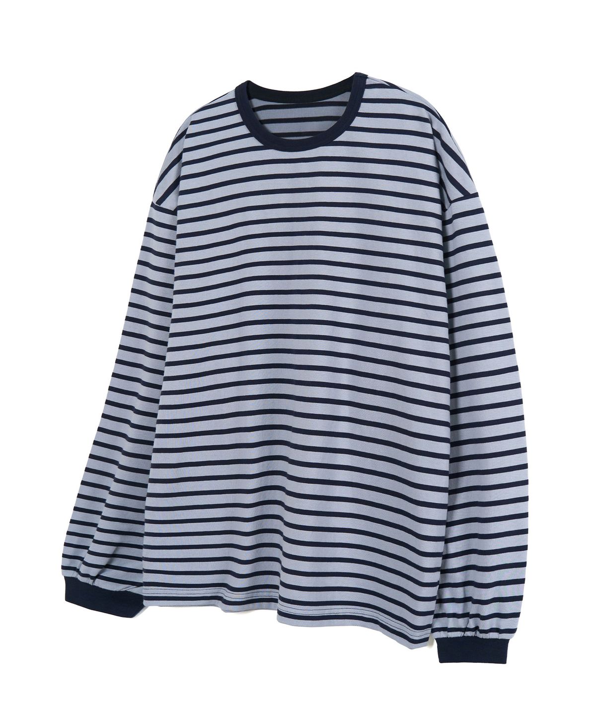 엑스컨테이너(EXCONTAINER) 루즈핏 스트라이프 롱슬리브 (NAVY/BLUE)