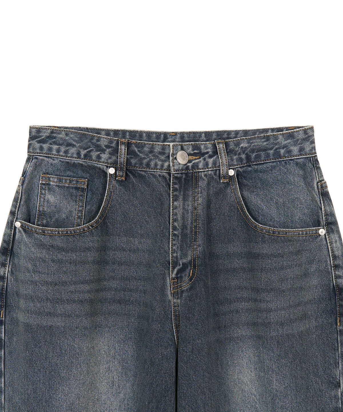 엑스컨테이너(EXCONTAINER) 딥 워싱 와이드 데님 팬츠 (BRUSHED INDIGO)