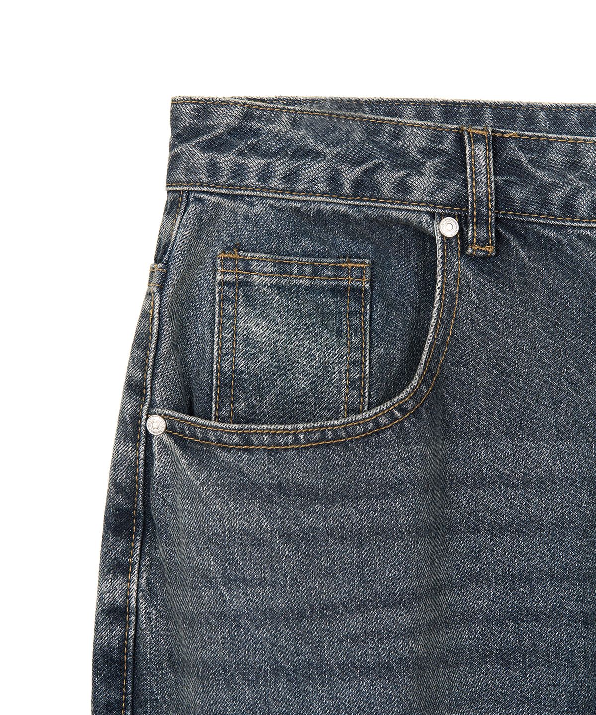 엑스컨테이너(EXCONTAINER) 딥 워싱 와이드 데님 팬츠 (BRUSHED INDIGO)