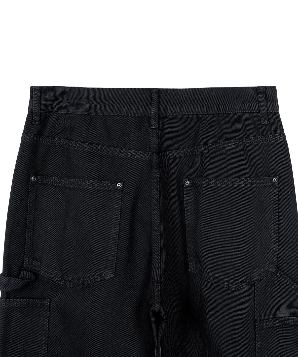 엑스컨테이너(EXCONTAINER) 더블니 카펜터 가먼트 다잉 팬츠 (WASHED BLACK)