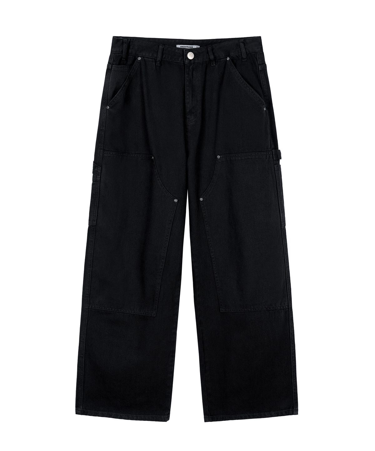 엑스컨테이너(EXCONTAINER) 더블니 카펜터 가먼트 다잉 팬츠 (WASHED BLACK)