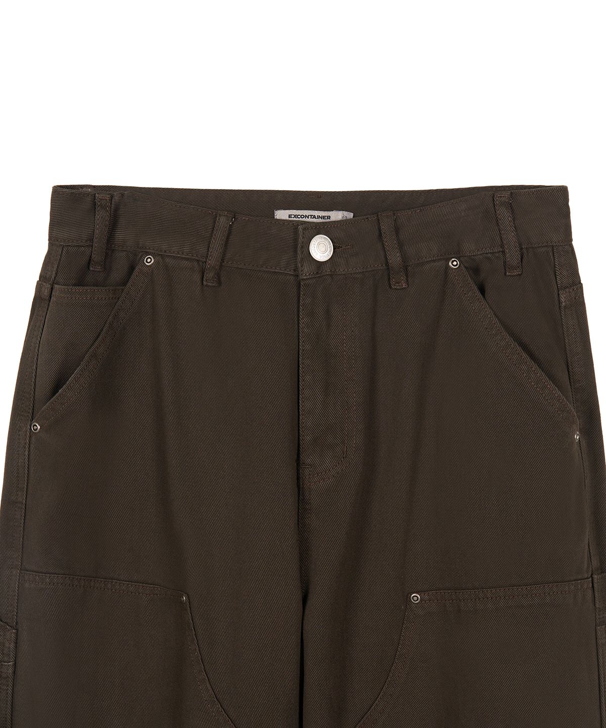 엑스컨테이너(EXCONTAINER) 더블니 카펜터 가먼트 다잉 팬츠 (BROWN)