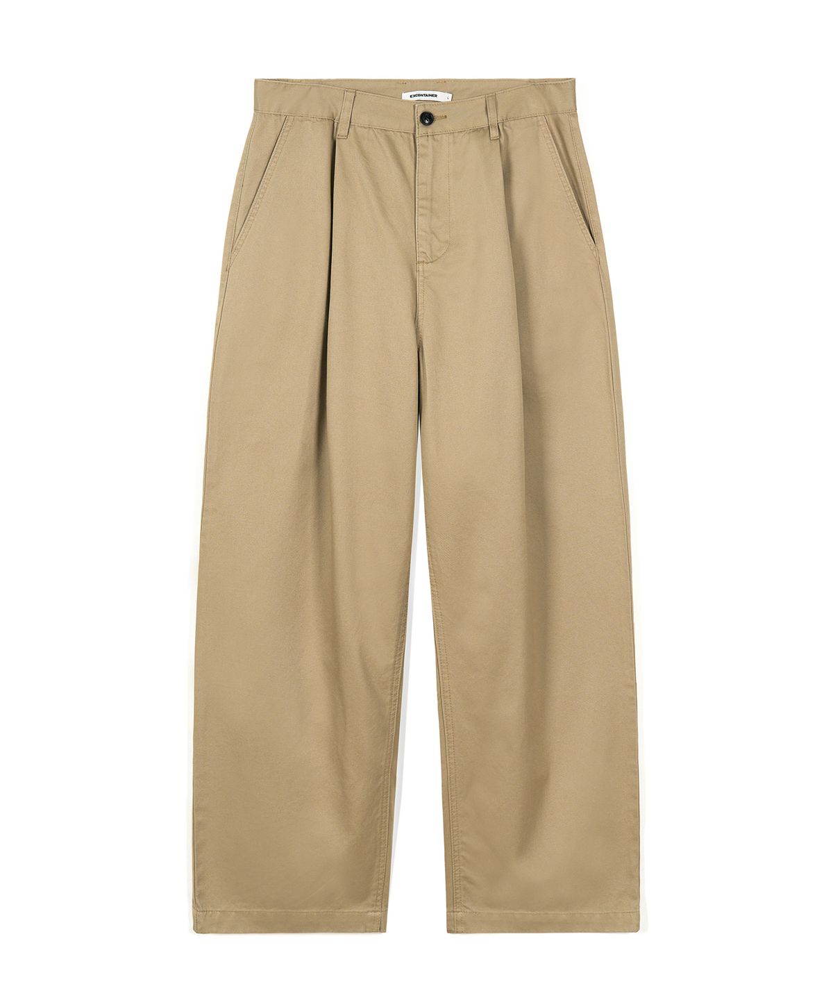 엑스컨테이너(EXCONTAINER) 클래식 원턱 코튼 치노 팬츠 (BEIGE)