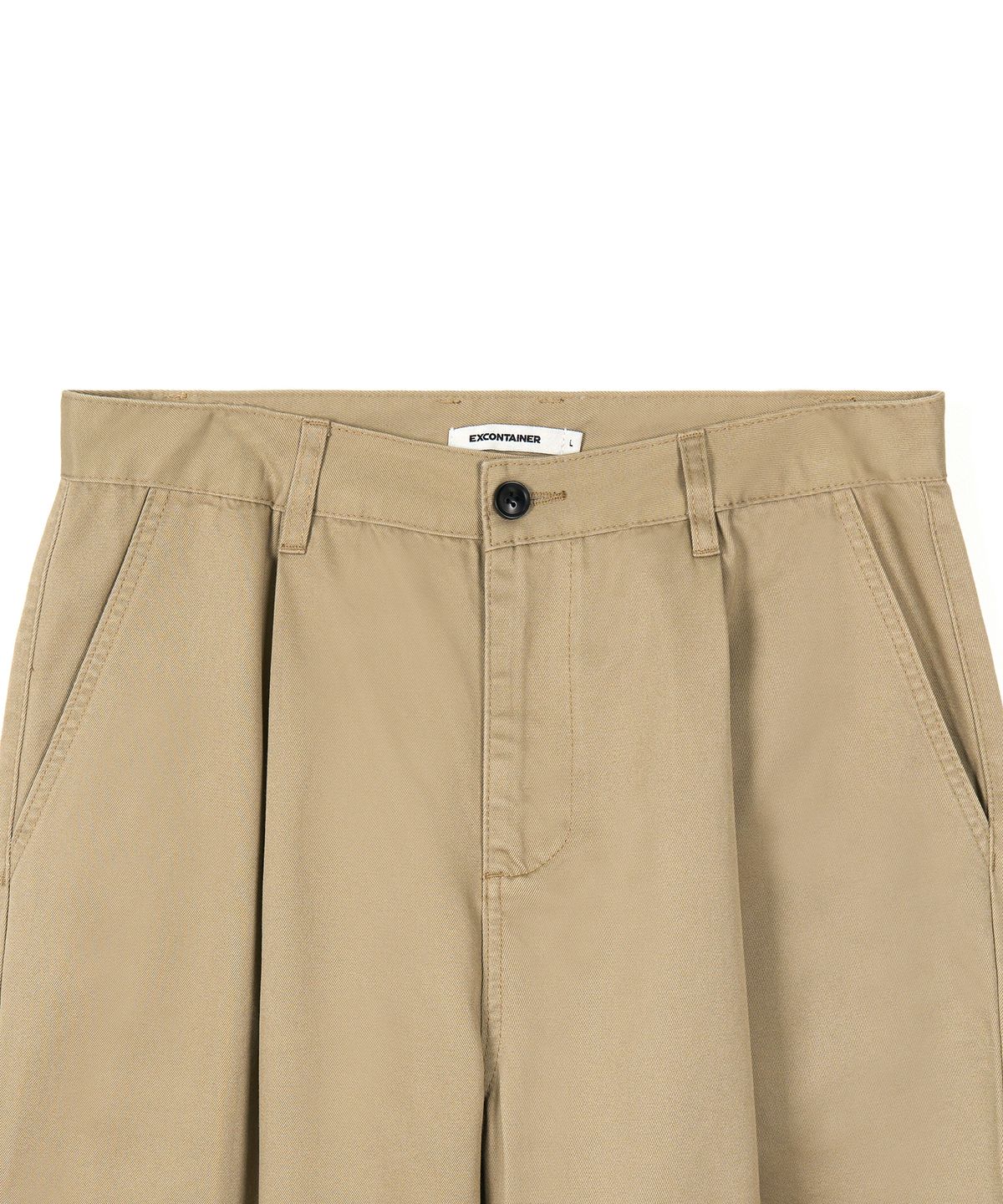 엑스컨테이너(EXCONTAINER) 클래식 원턱 코튼 치노 팬츠 (BEIGE)