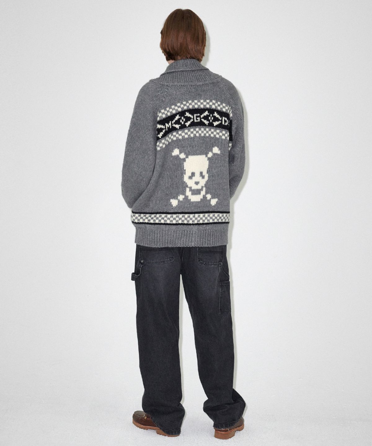 마하그리드(MAHAGRID) SKULL COWICHAN KNIT SWEATER GREY(MG2EFMK690A)