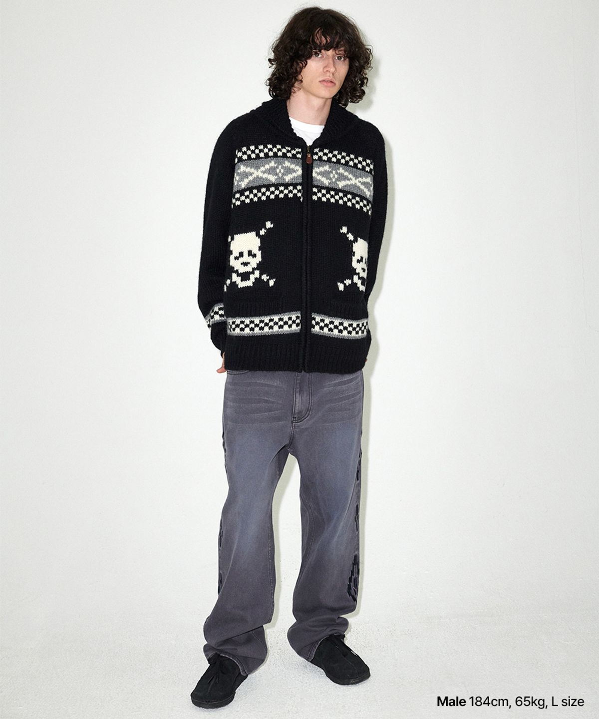 마하그리드(MAHAGRID) SKULL COWICHAN KNIT SWEATER BLACK(MG2EFMK690A)