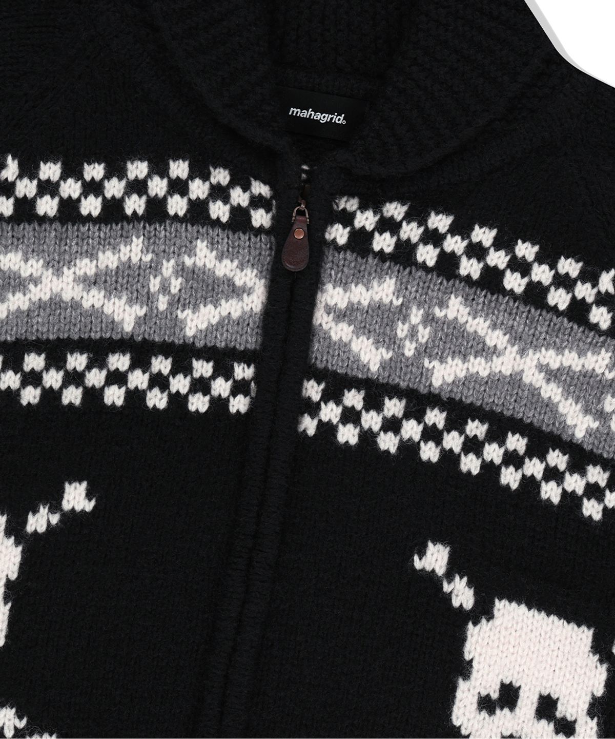마하그리드(MAHAGRID) SKULL COWICHAN KNIT SWEATER BLACK(MG2EFMK690A)