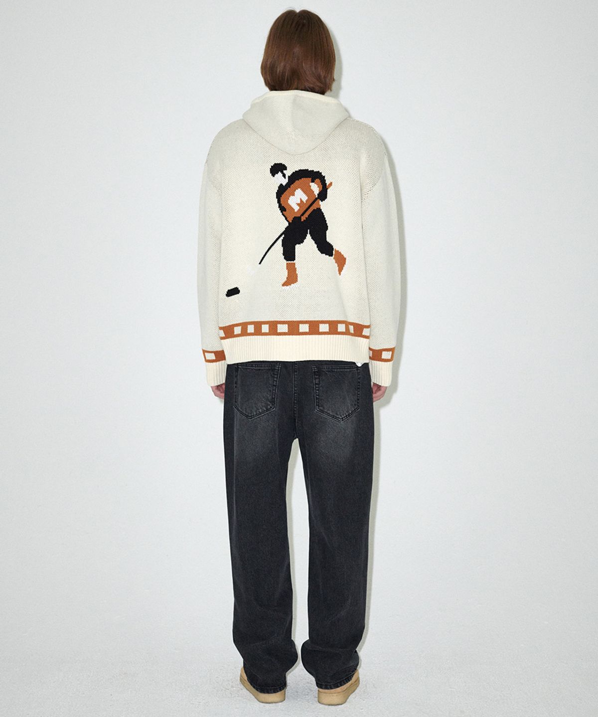 마하그리드(MAHAGRID) HOCKEY KNIT ZIP-UP HOODIE IVORY(MG2EFMK693A)