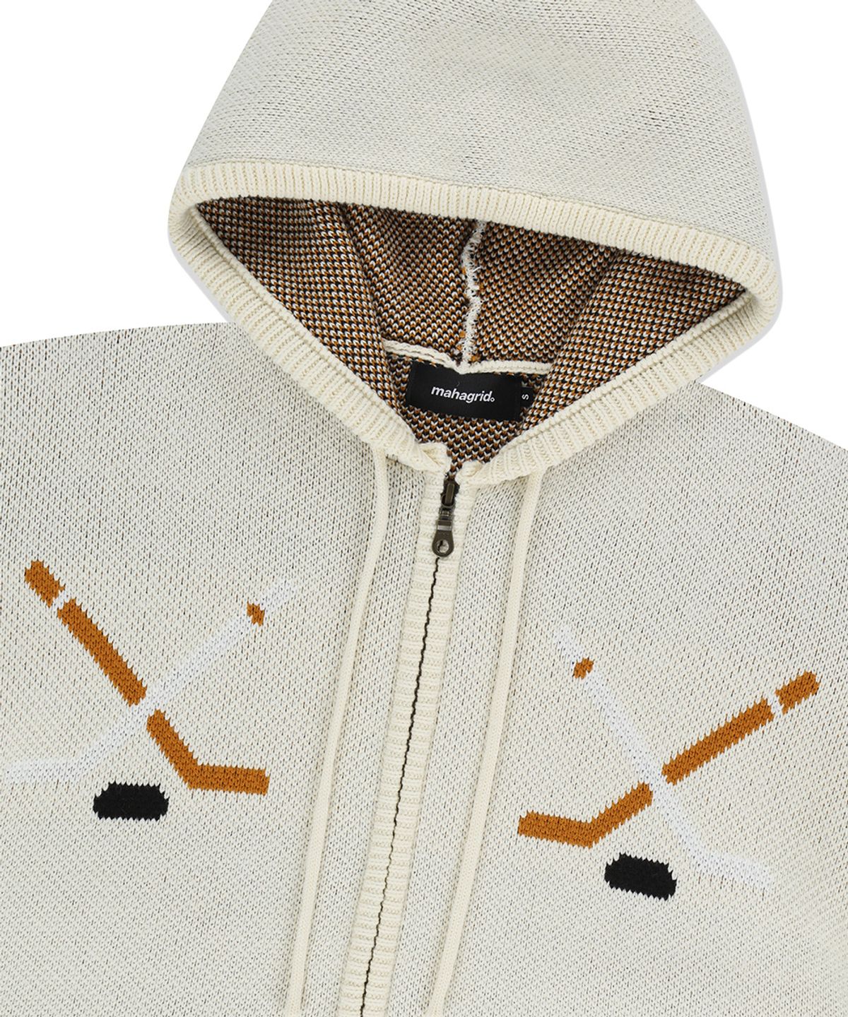 마하그리드(MAHAGRID) HOCKEY KNIT ZIP-UP HOODIE IVORY(MG2EFMK693A)