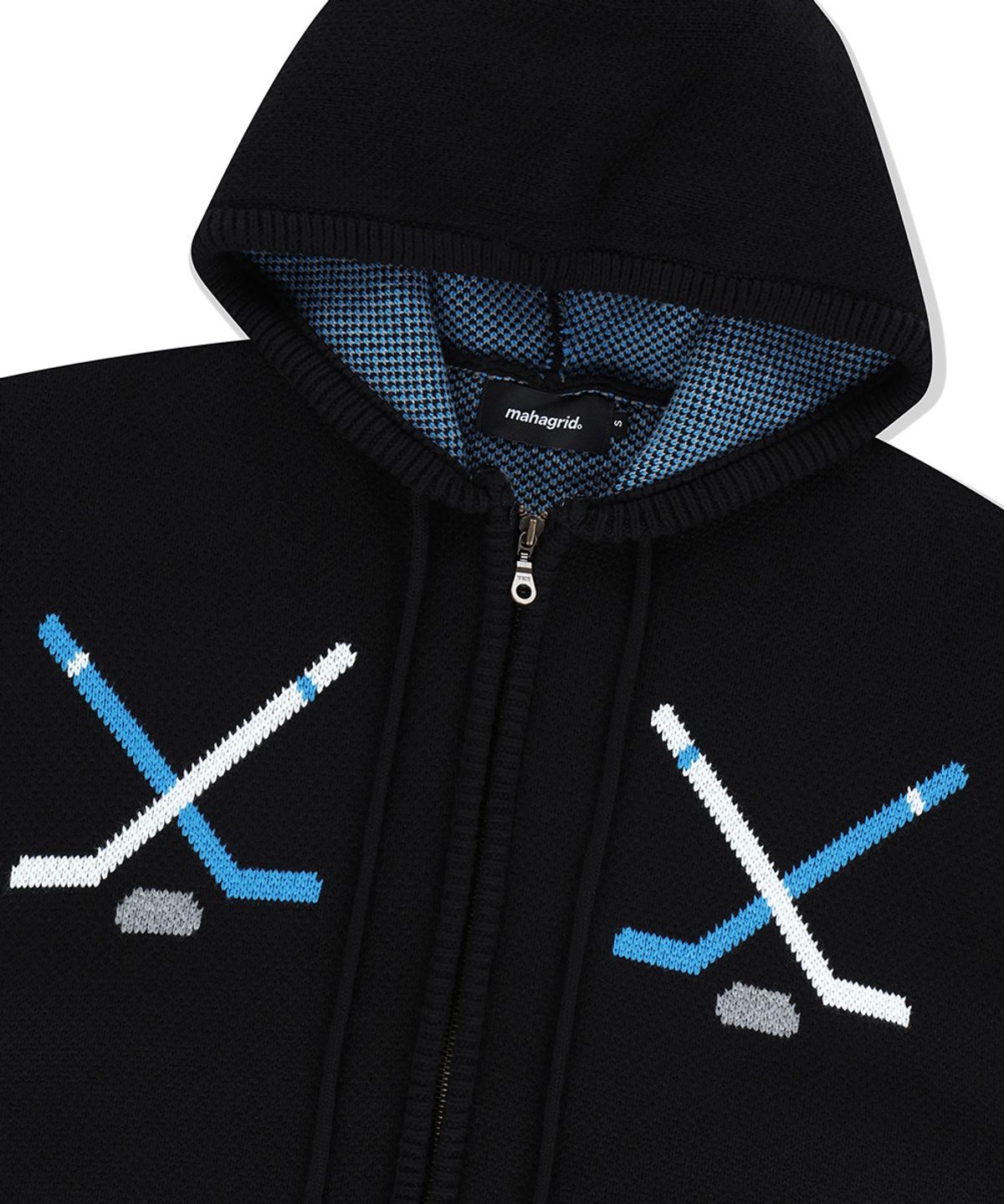 마하그리드(MAHAGRID) HOCKEY KNIT ZIP-UP HOODIE BLACK(MG2EFMK693A)