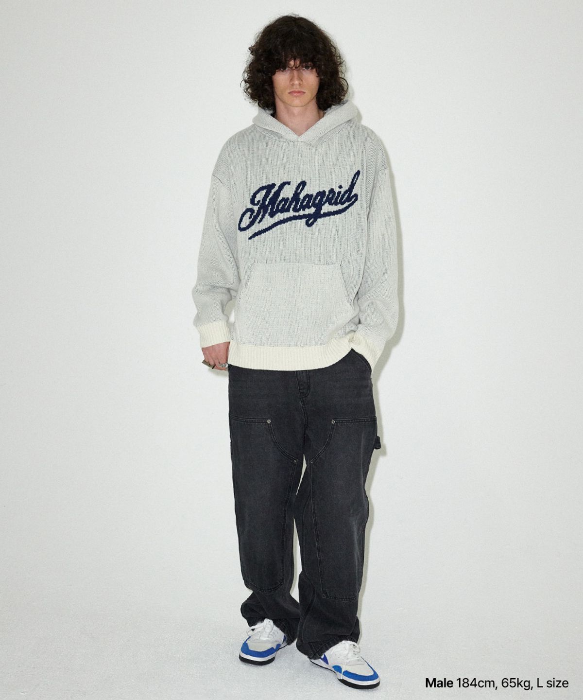 마하그리드(MAHAGRID) SCRIPT LOGO KNIT HOODIE IVORY(MG2EFMK640A)