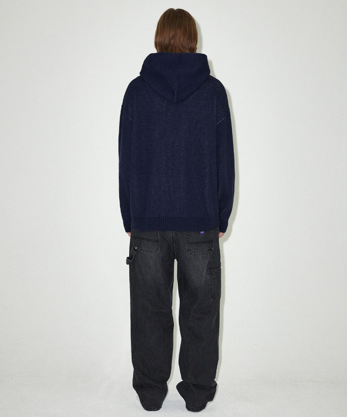 마하그리드(MAHAGRID) SCRIPT LOGO KNIT HOODIE NAVY(MG2EFMK640A)