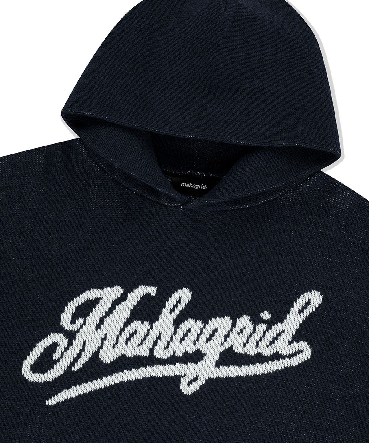 마하그리드(MAHAGRID) SCRIPT LOGO KNIT HOODIE NAVY(MG2EFMK640A)
