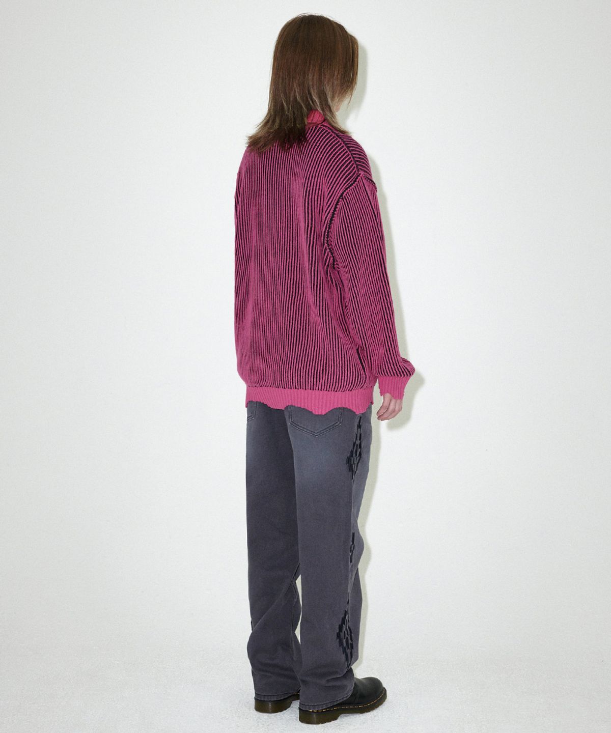 마하그리드(MAHAGRID) CUTTING CONTRAST HALF ZIP-UP KNIT PINK(MG2EFMK641A)