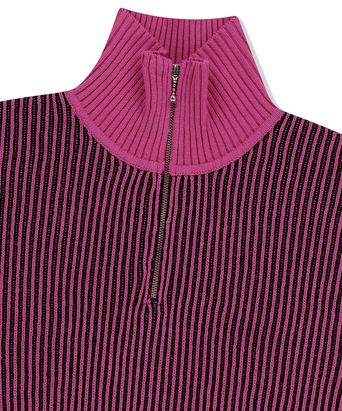 마하그리드(MAHAGRID) CUTTING CONTRAST HALF ZIP-UP KNIT PINK(MG2EFMK641A)