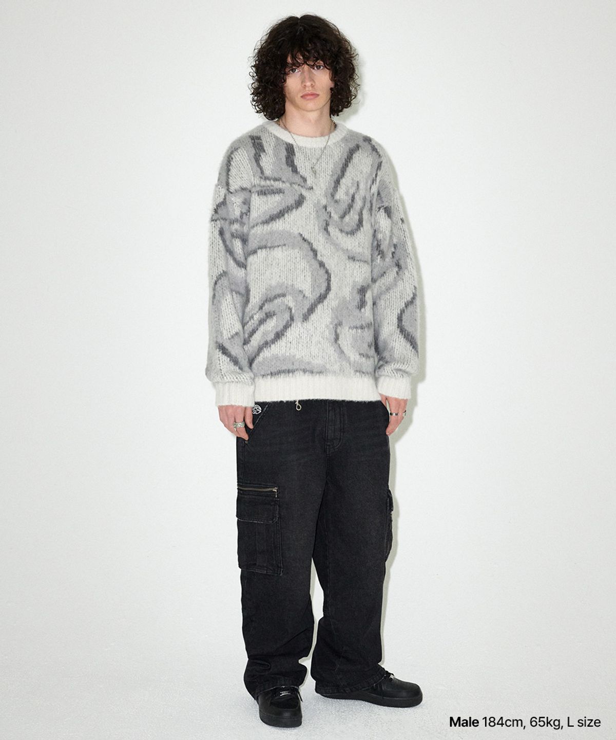 마하그리드(MAHAGRID) DESTROYED ECLIPSE HAIRY KNIT SWEATER GREY(MG2EFMK601A)