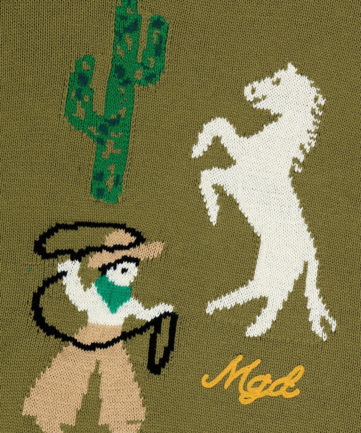 마하그리드(MAHAGRID) MGD COWBOY KNIT SWEATER OLIVE(MG2EFMK604A)