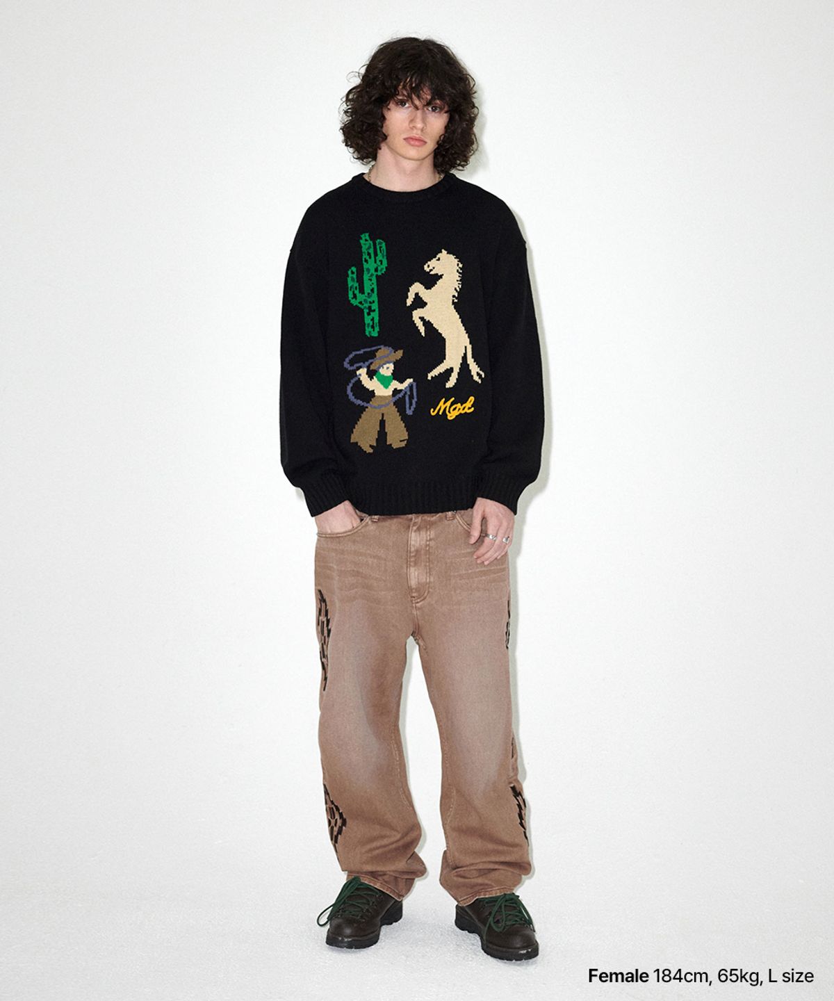 마하그리드(MAHAGRID) MGD COWBOY KNIT SWEATER BLACK(MG2EFMK604A)