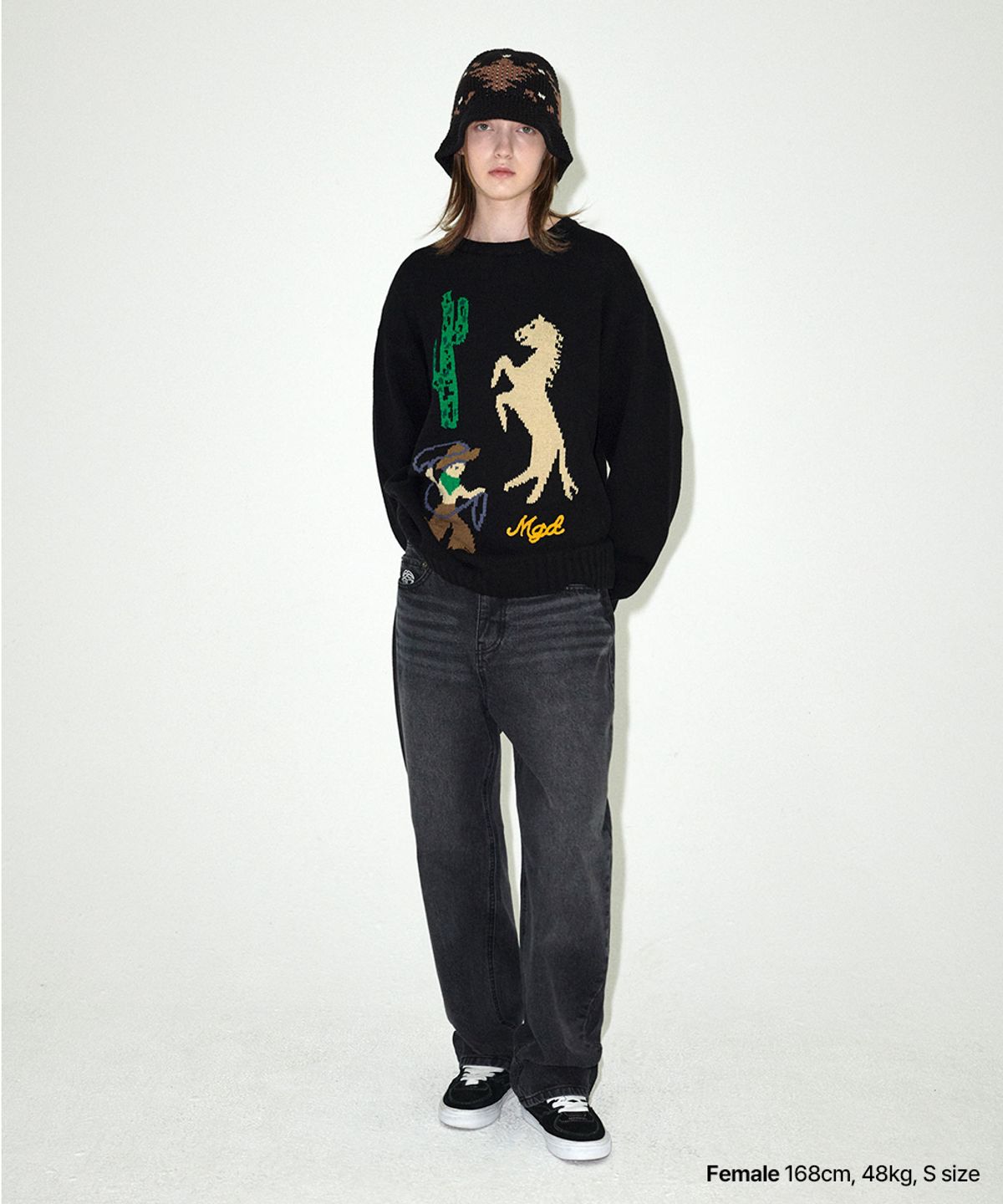 마하그리드(MAHAGRID) MGD COWBOY KNIT SWEATER BLACK(MG2EFMK604A)