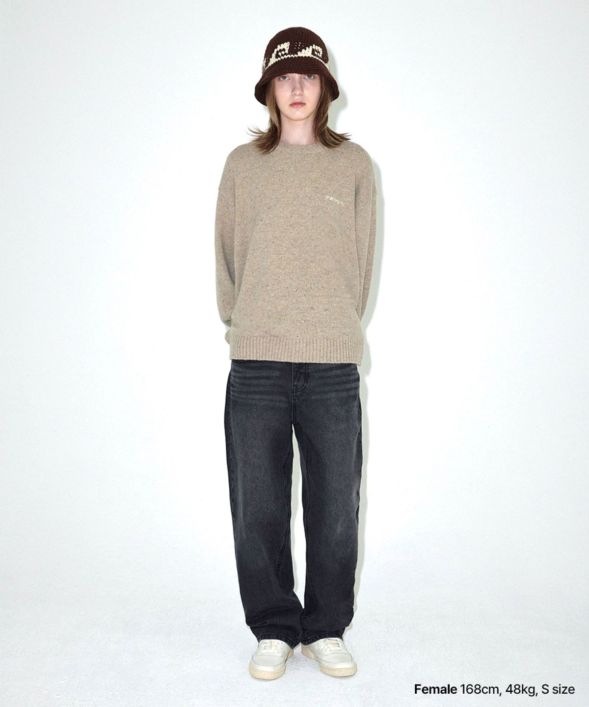 마하그리드(MAHAGRID) BASIC LOGO NEP KNIT SWEATER BEIGE(MG2EFMK605A)
