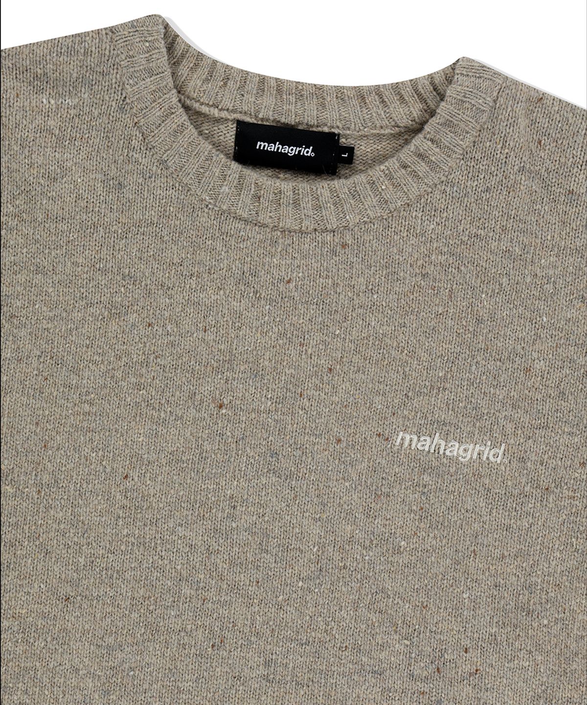 마하그리드(MAHAGRID) BASIC LOGO NEP KNIT SWEATER BEIGE(MG2EFMK605A)