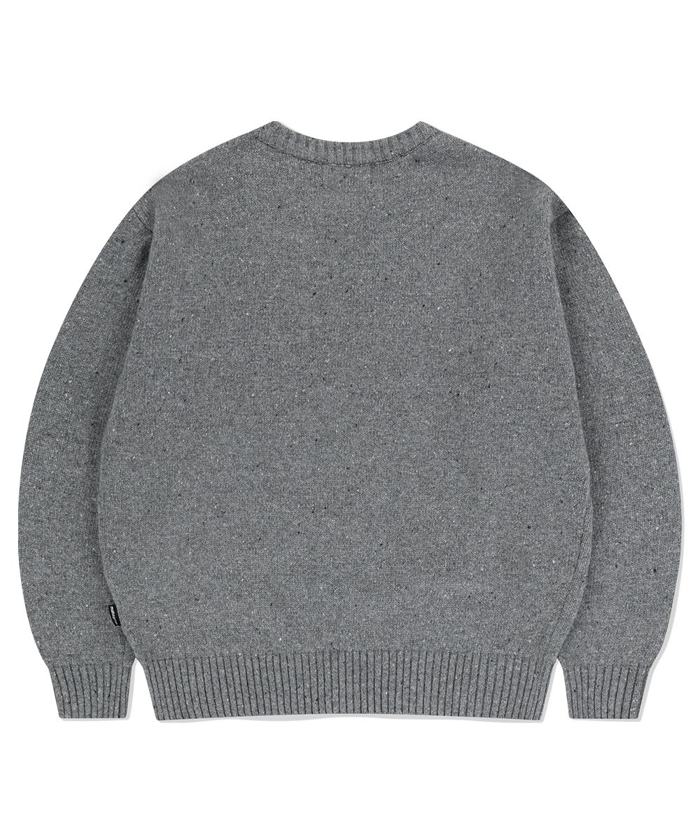 MUSINSA | MAHAGRID BASIC LOGO NEP KNIT SWEATER GREY(MG2EFMK605A)