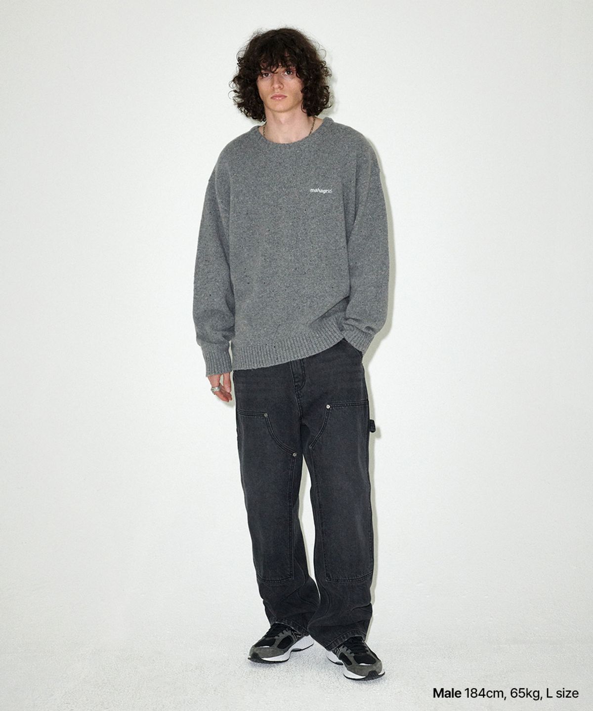 마하그리드(MAHAGRID) BASIC LOGO NEP KNIT SWEATER GREY(MG2EFMK605A)