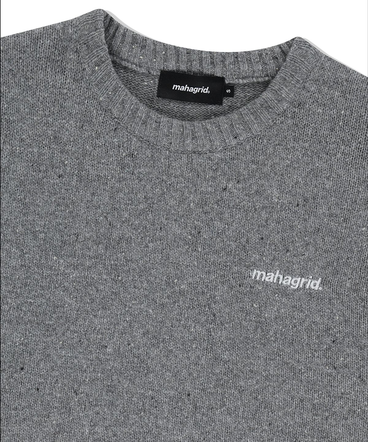 마하그리드(MAHAGRID) BASIC LOGO NEP KNIT SWEATER GREY(MG2EFMK605A)