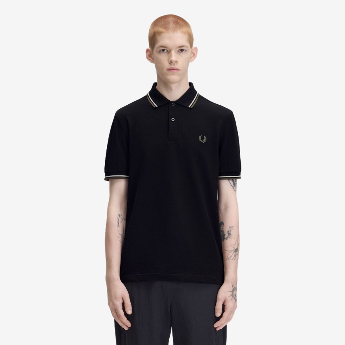 프레드페리(FRED PERRY) [M3600] 트윈 팁 프레드페리 셔츠 - 블랙/에크루/로렐리스그린 AFPM2G33600-W54