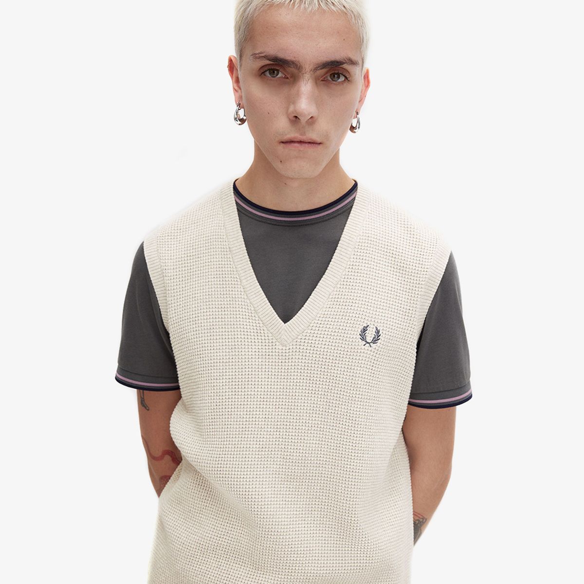 프레드페리(FRED PERRY) [Sharp] 와플 스티치 베스트 (X23) AFPM2438556-X23