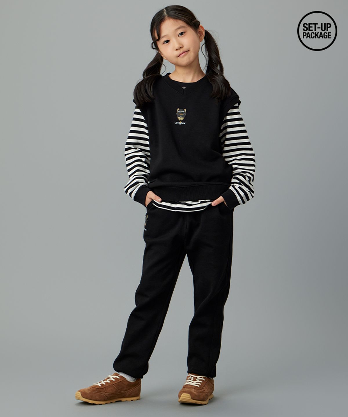 라이프워크 키즈(LIFEWORK KIDS) 키즈) 스트라이프 힙독 셋업