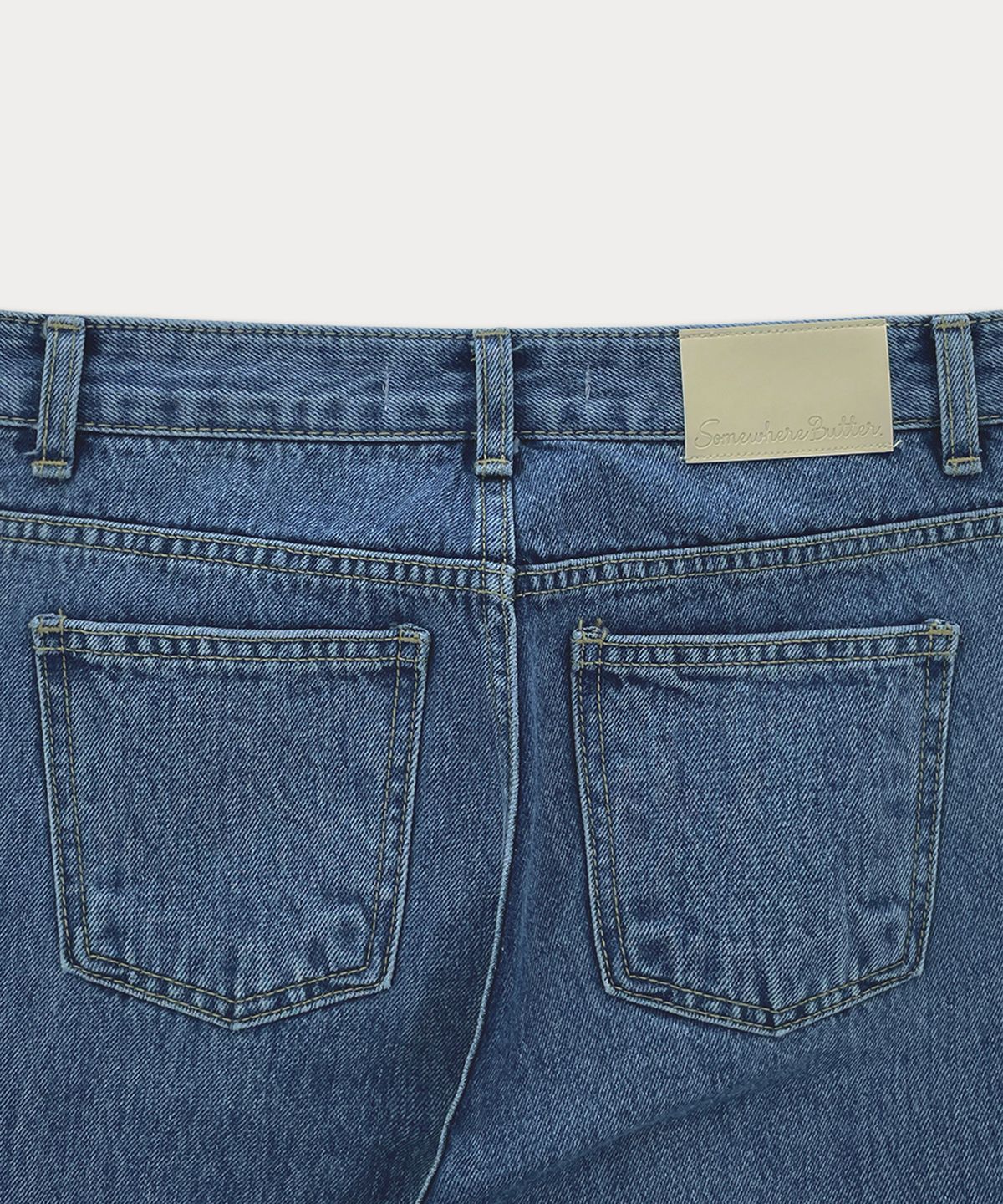 썸웨어버터(SOMEWHEREBUTTER) Morgan Wide Denim Pants - Middle Blue