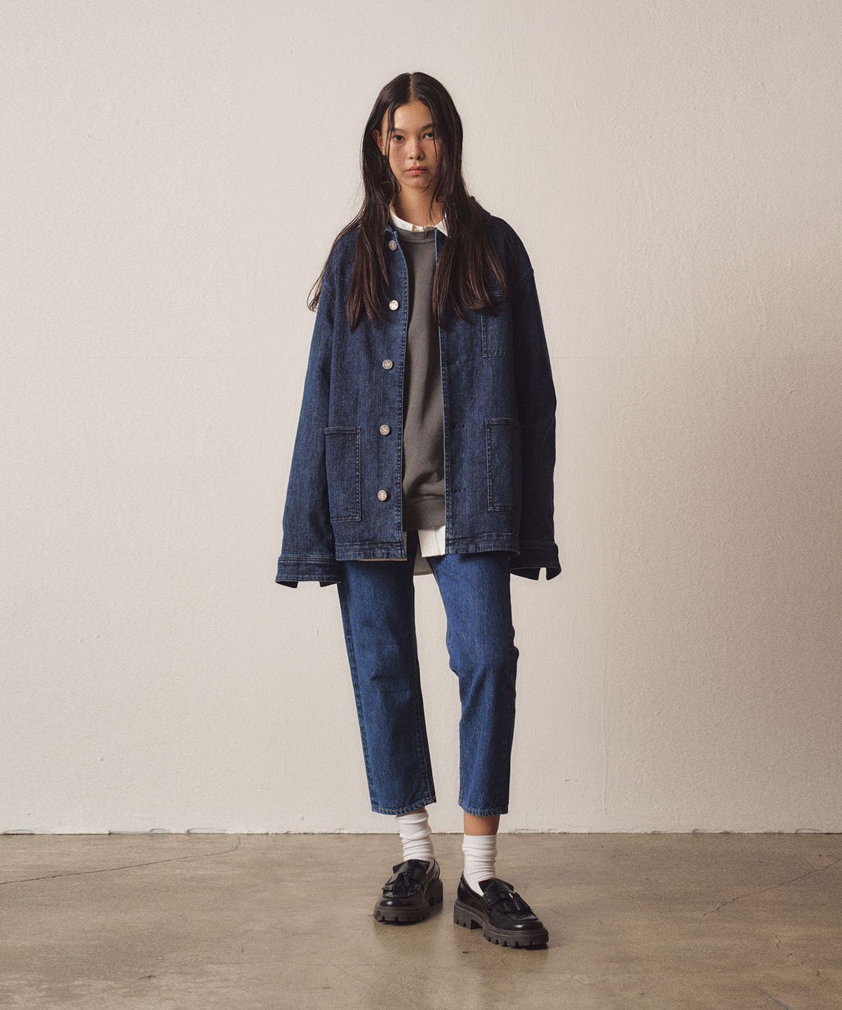 이지오 우먼(EZIO WOMEN) W Out Pocket Denim Indigo Jacket