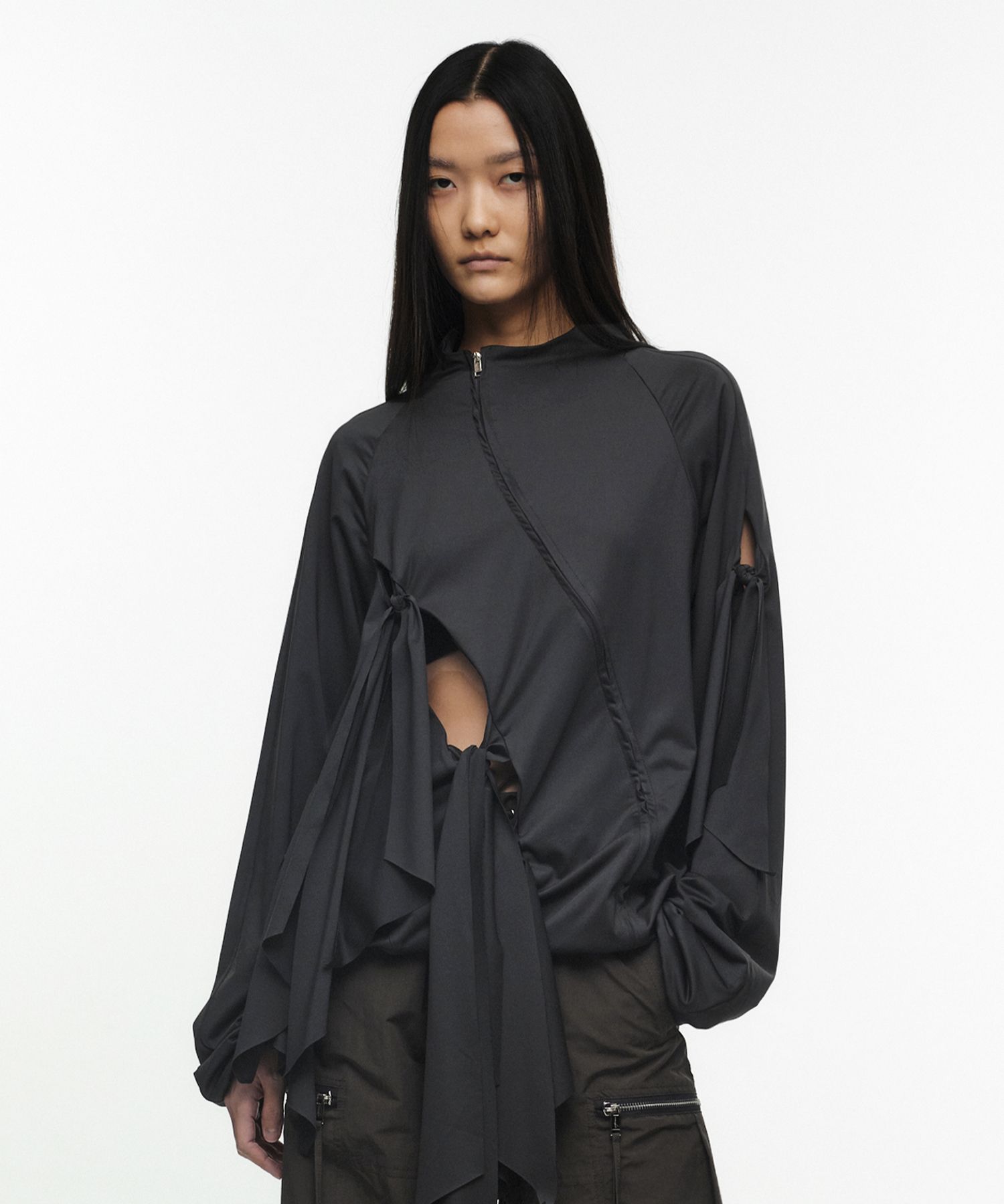 MUSINSA | NACHE TIE JERSEY JACKET BLACK