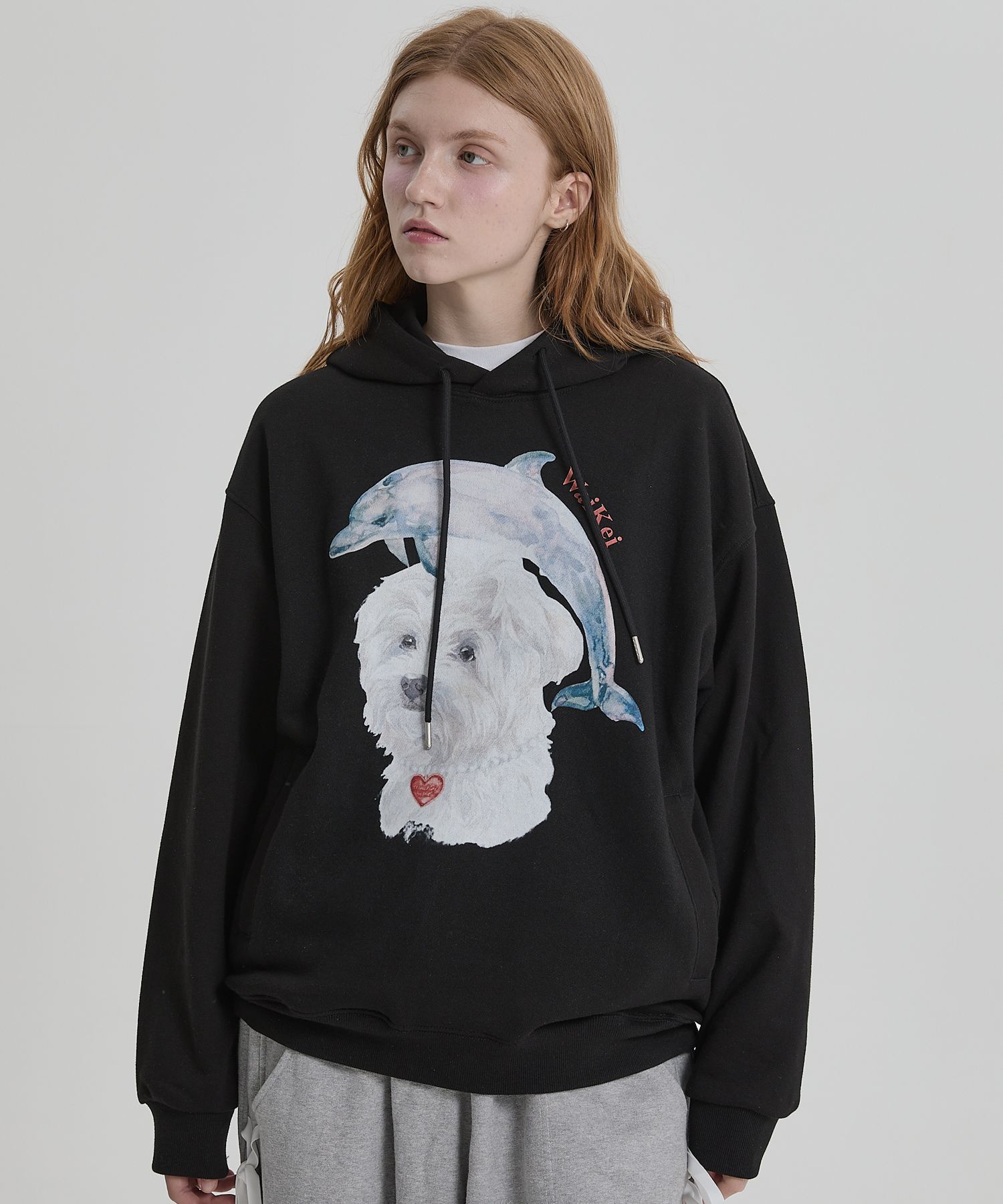 パーカー・フーディ Wai Kei Watercolor Puppydolphin Jumping Hoody MUSINSA | WAI KEI Watercolor Puppy Dolphin Jumping Hoodie Black