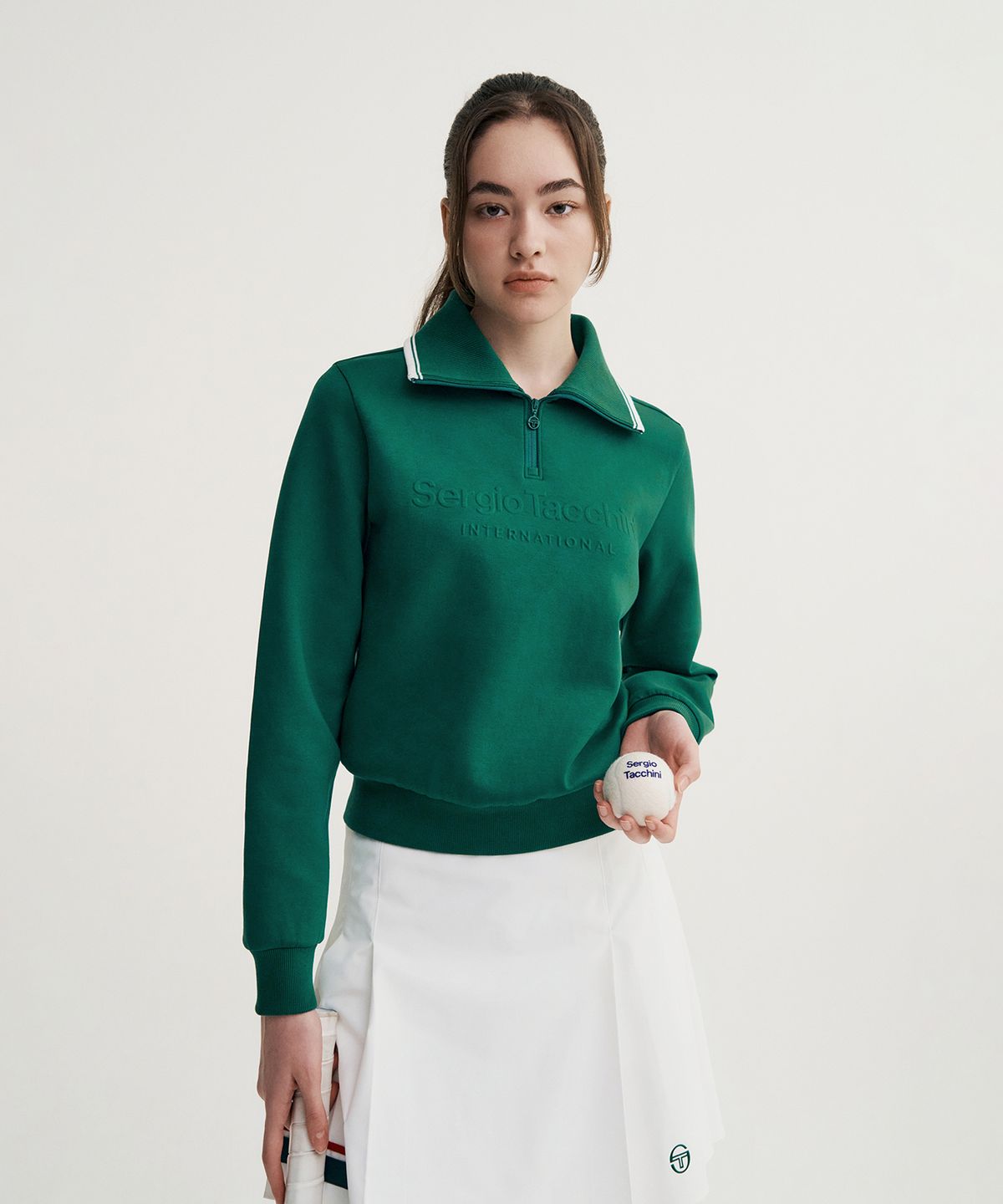 세르지오 타키니(SERGIO TACCHINI) W 고트 쿠쉬라이트 하프집업 맨투맨 (Green)