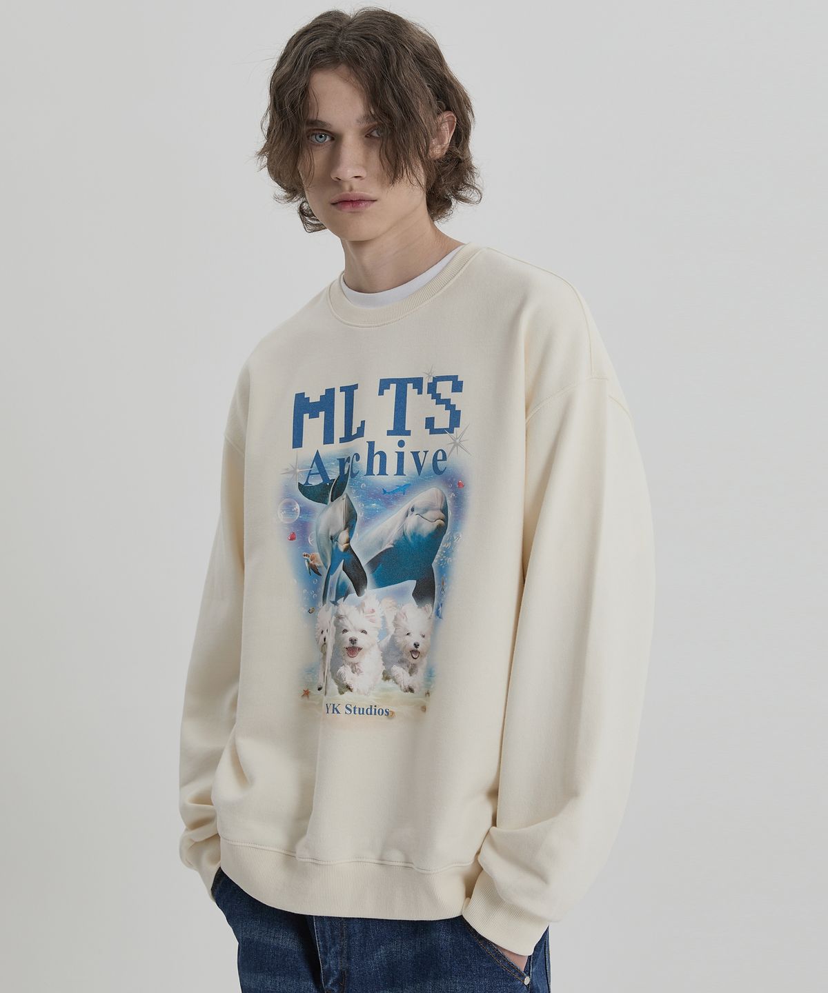 와이케이(WAIKEI) MLTS 아카이브 맨투맨 아이보리