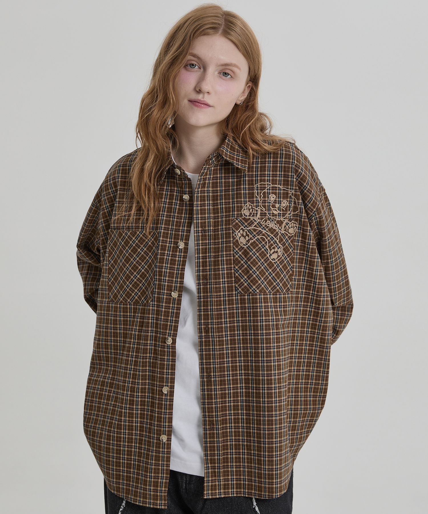 【Wai Kei】 Maltese embroidered check shirt/追跡付 MUSINSA公式 | WAI KEI Maltese Embroidery Check Shirt 4 COLOR