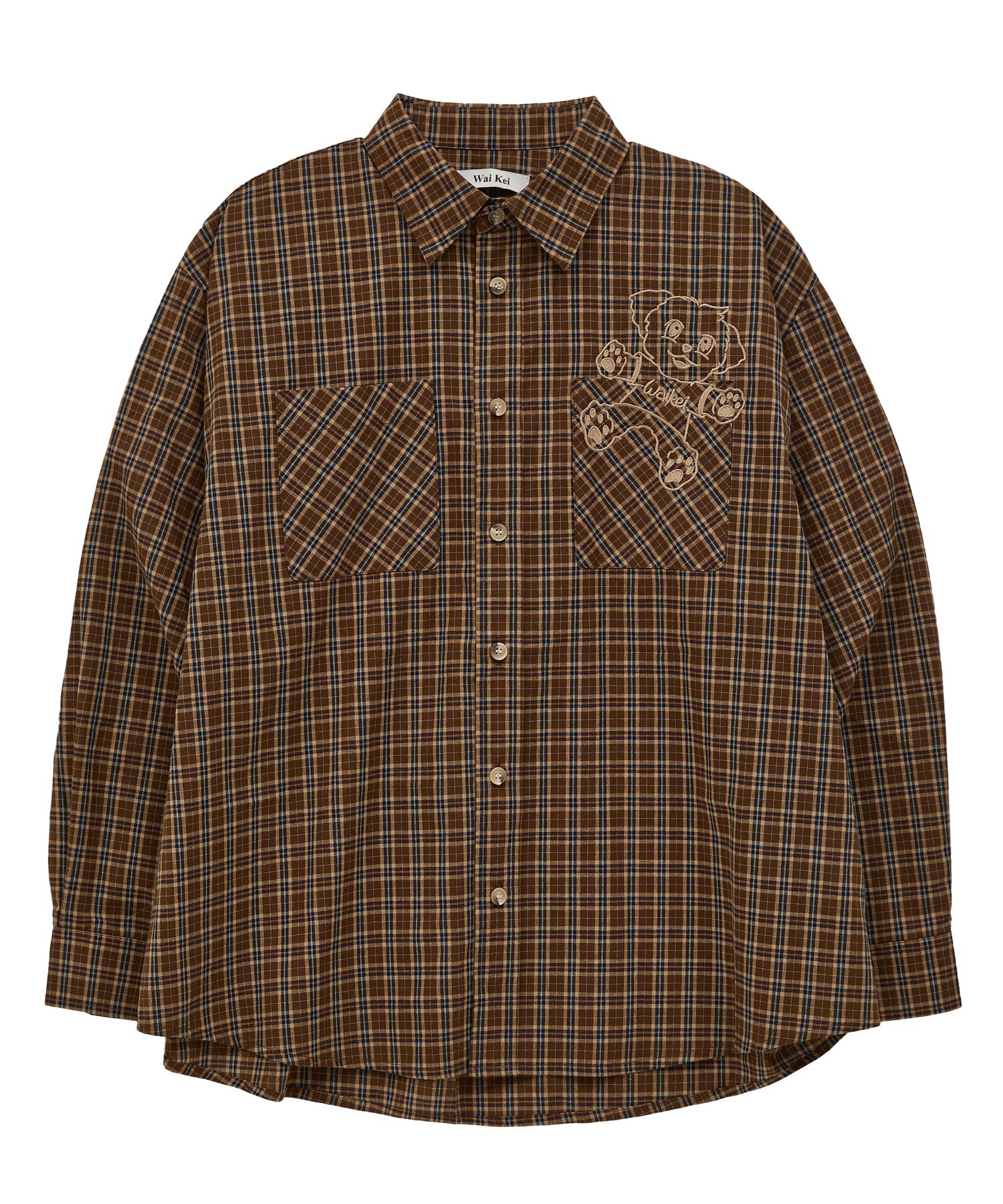 MUSINSA公式 | WAI KEI Maltese Embroidery Check Shirt 4 COLOR