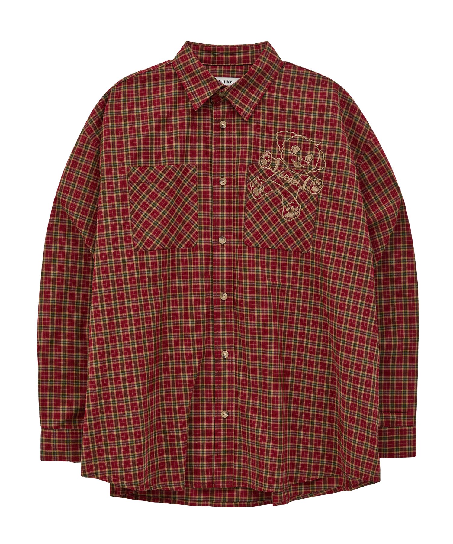 【Wai Kei】 Maltese embroidered check shirt/追跡付 MUSINSA | WAI KEI Maltese Embroidery Check Shirt 4 COLOR